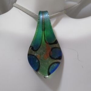 Elegant Green and Blue Glass Pendant Necklace Handmade Gift Party Casual